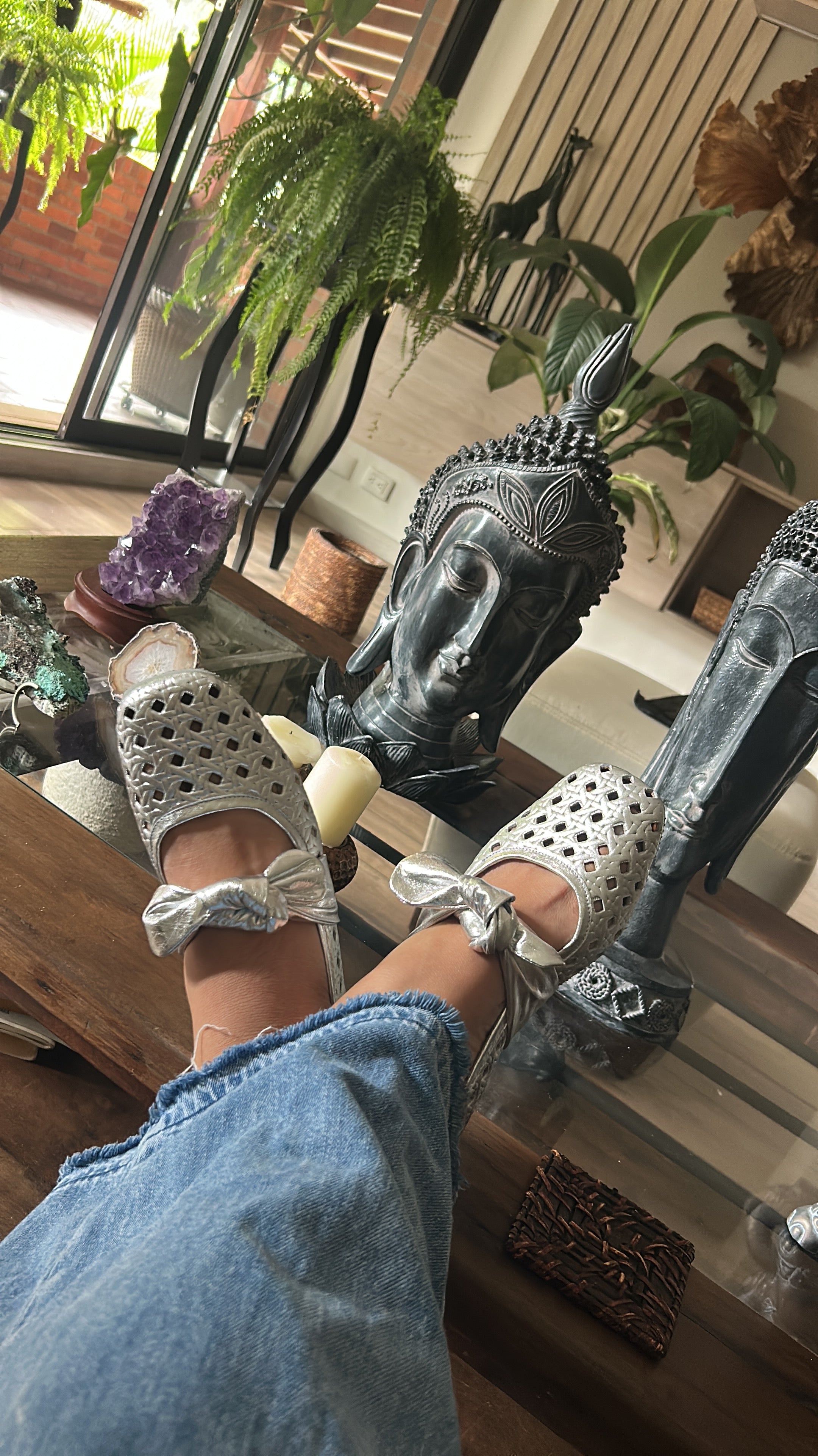 Perforated Leather Flats Handmade Colombian Design.